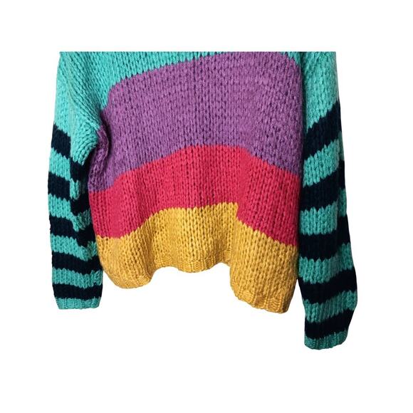 New with Tags Easel Soft Colorblock Knit Sweater Multicolor Striped Size L - Picture 4 of 9
